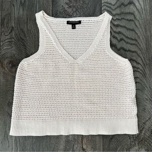 BANANA REPUBLIC Sweater Tank Vest Open Knit Cream Size M